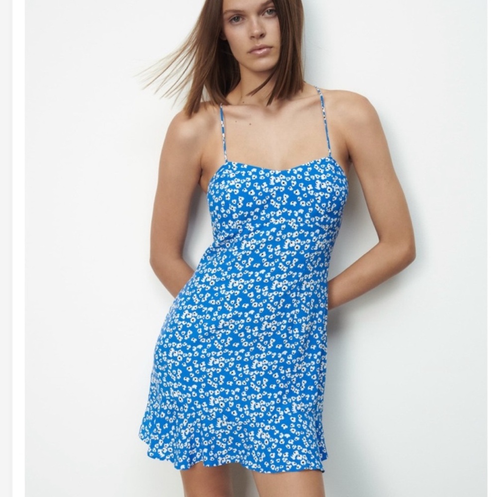 Zara Blue Floral Mini Dress